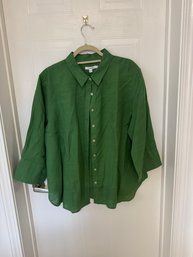 23 - Chico's Green Blouse Size 3.5 - New With Tags Retail Price $89.50