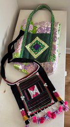 Two Detailed Fun Handcrafted Bags: One Tote, One Shoulder Bag - O10