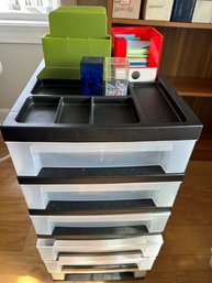 6 Drawer Plastic Organizer Drawers On Wheels With Desk Accessories - O18