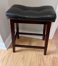 Black Leather Stool - QX2