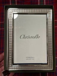 Christofle Sterling Argent 925 Picture Frame With Wood Back New With Box 4 X 6 - B27