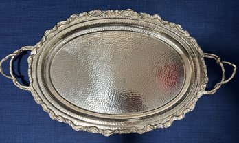 Large Michael Aram Hammered Silver Tray - C10