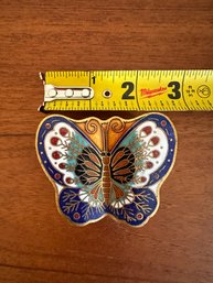 Vintage Cloisonn Enamel Butterfly Trinket Box - B13