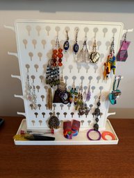 Earring Caddy With Several Pairs Of Earrings, Etc - B14