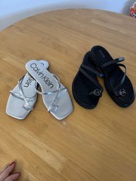 #93 Calvin Klein & Michael Kors Sandals - Size 8 - Black & Silver