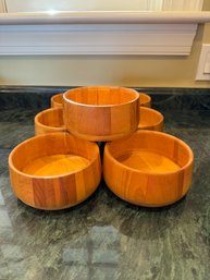 #777 Lot Of 7 John Mcleod Design Wood Salad Bowls