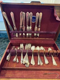 Lot Of 37 Silver Engraved Flatware Set