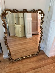 Large Heavy Gold Guilted Scrolled Framed Mirror - D11