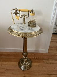 Vintage French Brass And Marble Telephone Table - D15