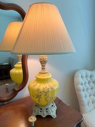 Lovely Lemon Yellow Glass And Metal Lamp - D16