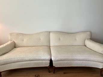 Sharp Mid Century Creme Colored Two Piece Button Backed Sectional Sofa - L07