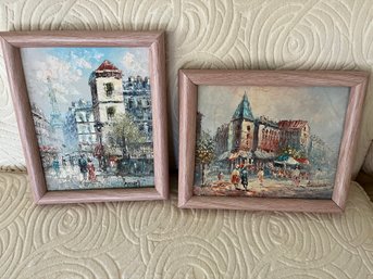 Set Of Two Pastel Framed Signed Oil Paintings - K12