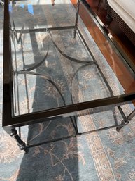 Beautiful And Heavy Black Tone Beveled Glass Top Iron Coffee Table - LR5