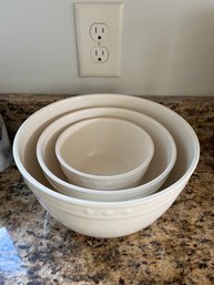 3 American Living Creme Colored Ironstone Bowls - K26