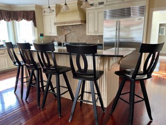 5 Solid Wood Black Stools - Bar Height - K1