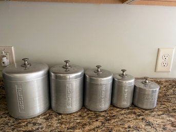 5 Vintage Century Aluminumwear Canisters Made In USA - K44