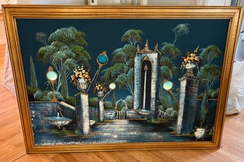 Unique MCM 1950s Lighted Outdoor Scene Wall Hanging - DL30