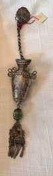 Long Antique Silver Etched Chinese Urn Shaped Chatelaine / Needle Case Or Holder - J8