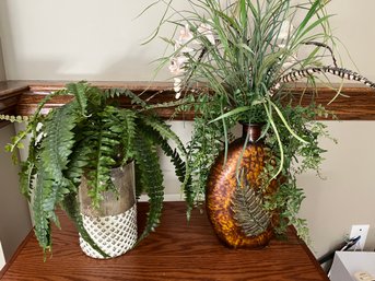 Two Faux Greenery In Decorative Vases - BM9