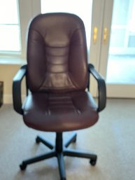 Wine Brown And Black Leather Adjustable Office Chair On Casters - BO1