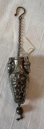 Antique Double Sided Urn Shaped Silver Chatelaine With Intricate Details - J11