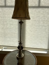 Tall Silver Resin And Metal Lamp With Shade - BB10