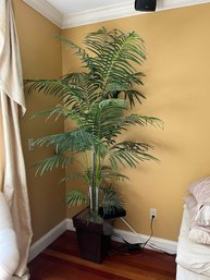 Tall Faux Palm Plant In Metal Pot - BB12