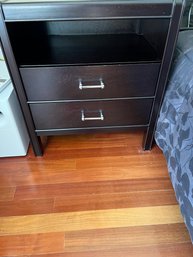 Black And Silver Bed Side Table From Crate And Barrel - 2BB2