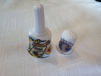 2 Souvenir Thimbles: H.M. Queen Elizabeth Platinum Jubilee & Scotland - J28