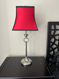 Chrome Table Lamp With Red And Black Shade - 2BB3