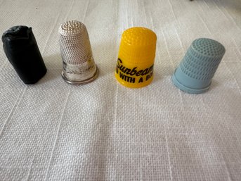 Vintage Leather Thimble, Cordoba And Sunbeam Bread Thimbles, Etc - J31