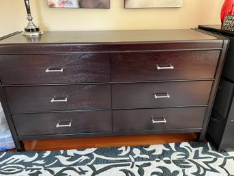 Crate And Barrel 6 Drawer Black With Crome Dresser - 2BB6