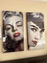 Two Large Black And White Wall Hangings: Marilyn Monroe And Audrey Hepburn - 2BB8