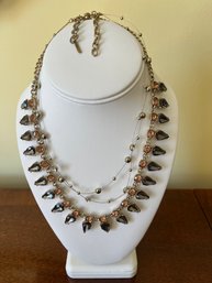 Pink And Taupe Jeweled Necklace And Nine West Wire Necklace ..47