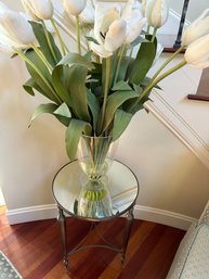 Gorgeous Large White Faux Tulip Arrangement In Glass Vase - FY3