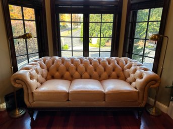 Hancock & Moore Cream Camel Leather Chesterfield Sofa - O1