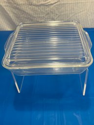 Vintage Pyrex Clear Glass Refrigerator Dish With Ribbed Lid 503-b