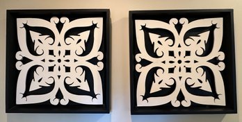 Pair Of Black & White Dimensional Art - KH10