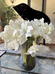 Large Vase Of White Faux Lillies - LR13