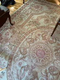 Large Beige And Mauve Hooked Rug - L21