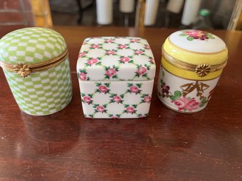 3 Limoges Trinket Boxes: Two Square, One Round - Lv30