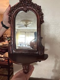 Vintage Antique Hand Carved Wooden Wall Mirror - Lv35