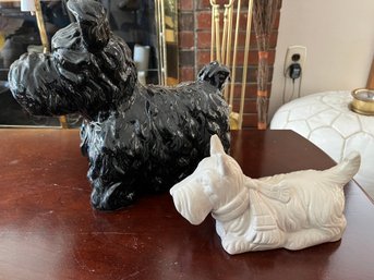 Two Adorable Ceramic Scottie Dog Figurines- Lv43