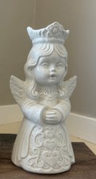 Large Vintage Dresden 1950s White Porcelain Angel Candle Holder #2