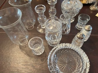 Assorted Crystal Items Including A Large Ash Tray, Salt And Pepper  - Dr53