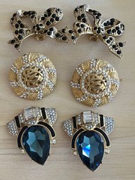 3 Pairs Of Clip-on Earrings: 2 Pair Heidi Daus And I Pair Kraft-J8