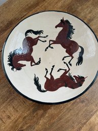 Artist Laurie Dombrowski Large Horse Pottery Bowl