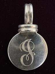 Monogrammed 'J' Script Initial Sterling Silver Pendant Charm 11.1 Gram Weight 1.5'