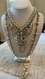 Long Lucky Cream Bead Necklace And RUSH Multi Colored Necklace By Denis & Charles - J1