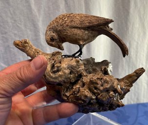 Incredible Hand Carved Bird Scultpure On Driftwood (maybe Burle)